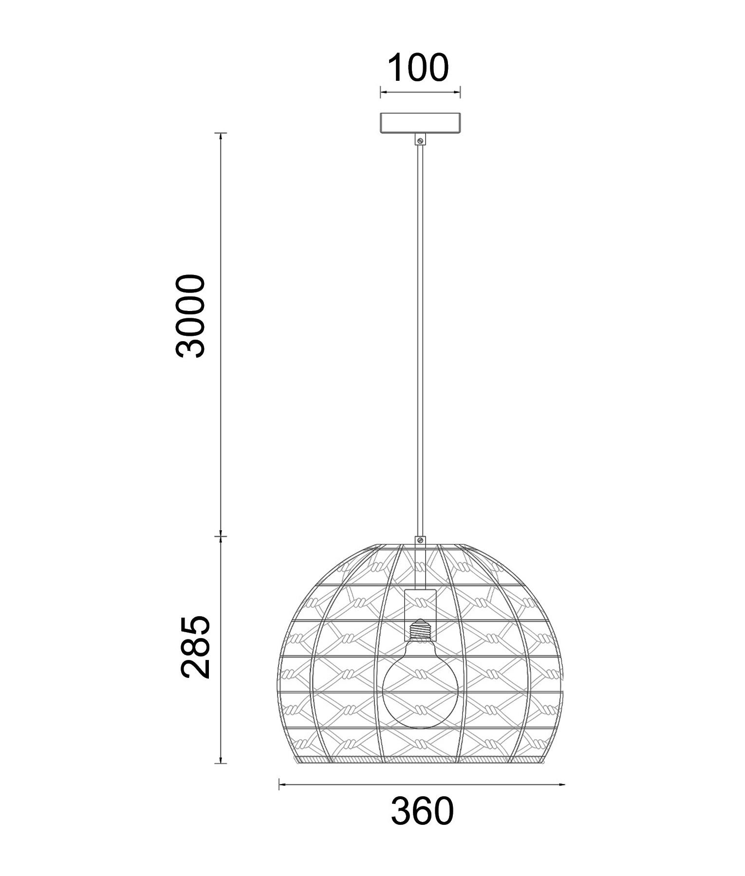 CANAMO: Bohemian Interior Natural Hemp Rope & Black Hardware Dome Pendant Light