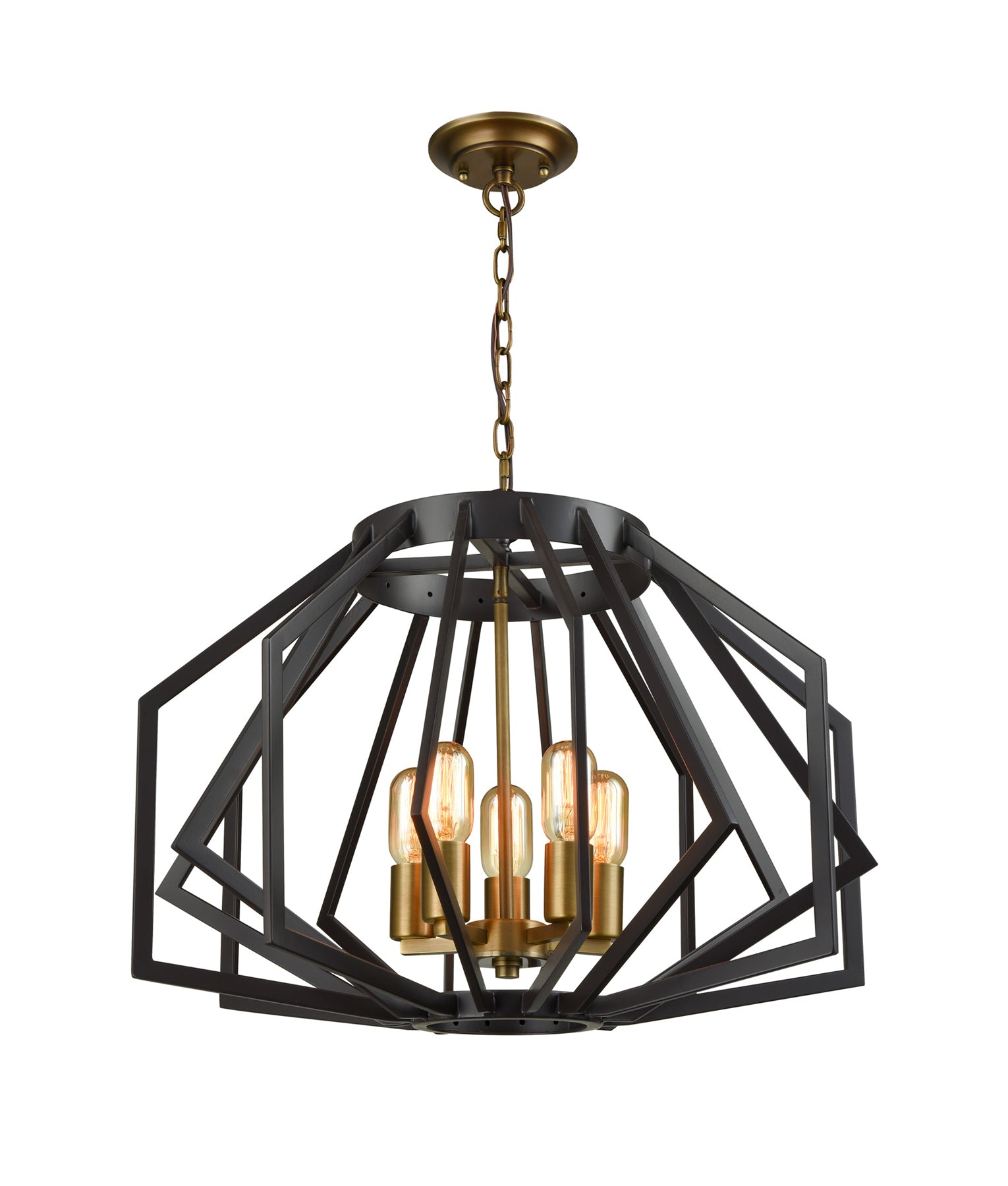 GAMBA: Industrial Rustic Angular Cage Pendant Light
