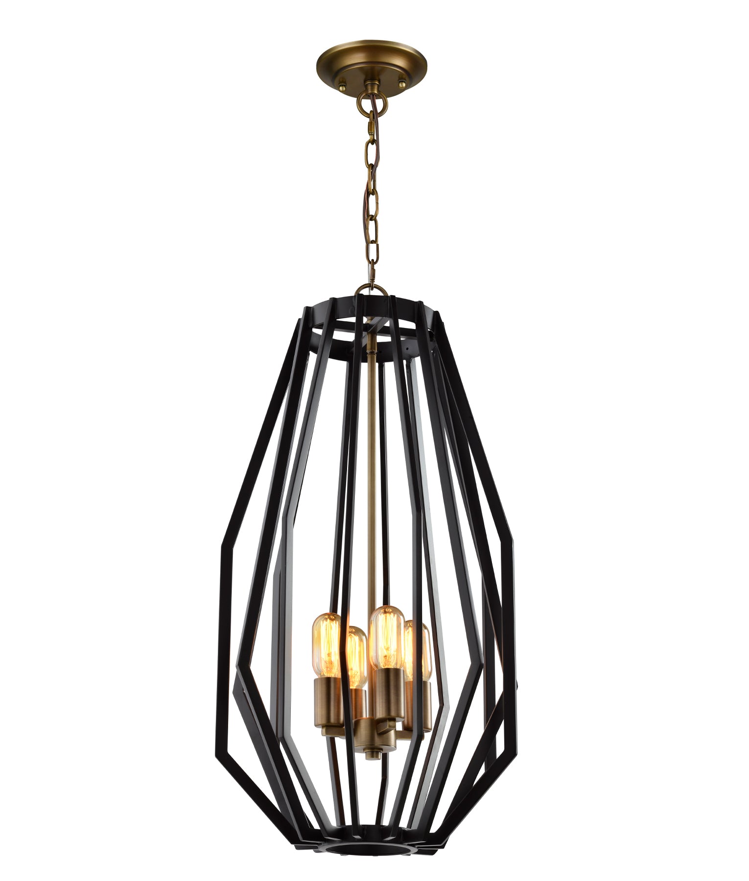 GAMBA: Industrial Rustic Angular Cage Pendant Light