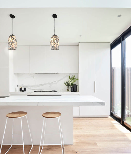 GLAZE: Stone Mosaic Hand Blown Glass Pendant Lights