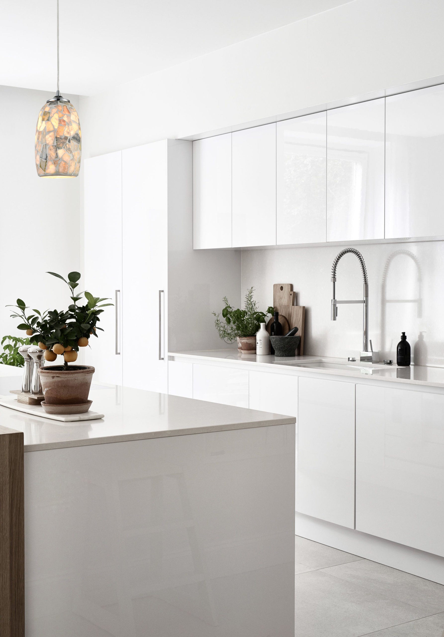 GLAZE: Stone Mosaic Hand Blown Glass Pendant Lights