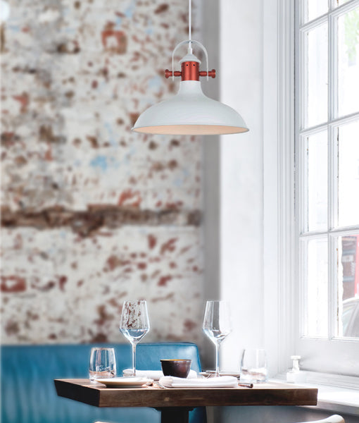 NARVIK: Industrial Scandinavian Dome Shape With Copper Plating Pendant Lights