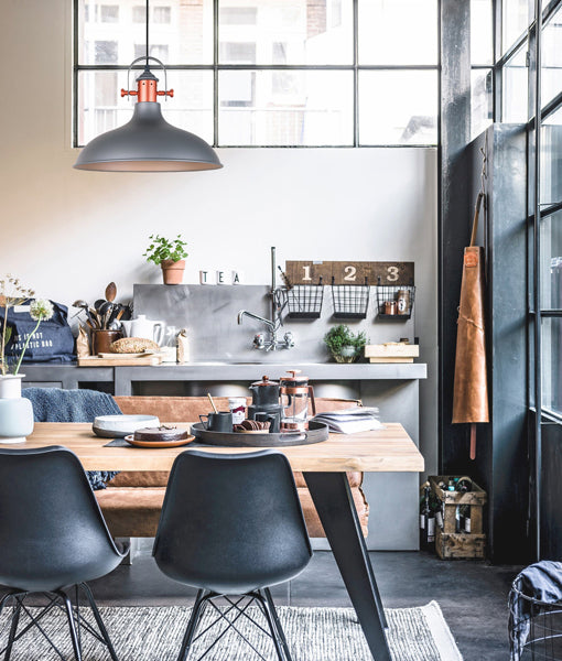 NARVIK: Industrial Scandinavian Dome Shape With Copper Plating Pendant Lights