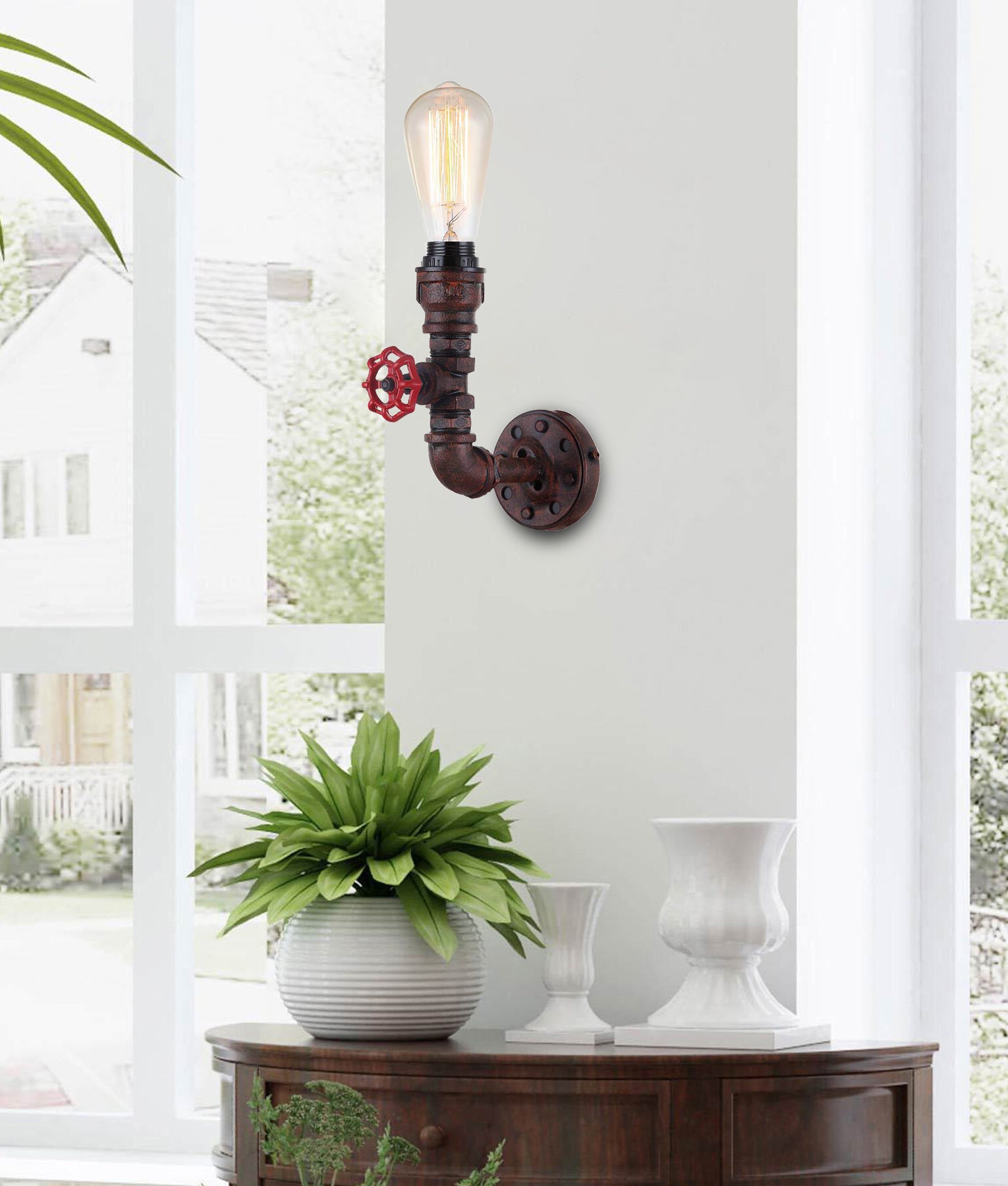 STEAM: Interior Aged Iron Pipe Wall Light