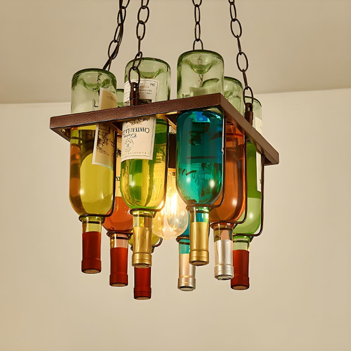 Industrial Rustic Wine Bottle Pendant Light