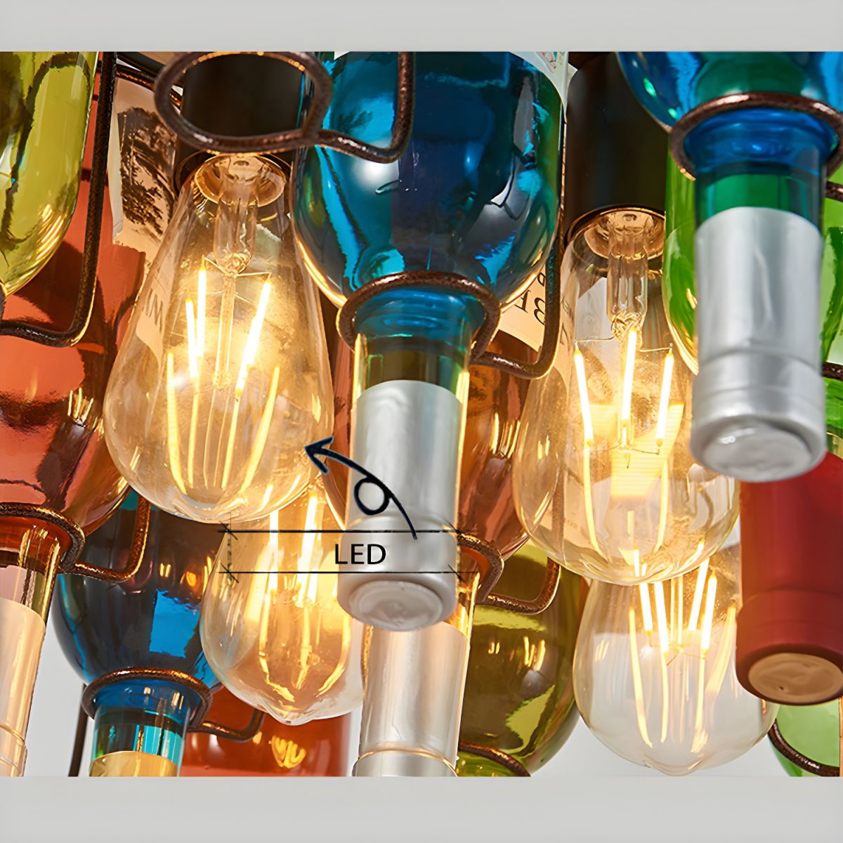Industrial Rustic Wine Bottle Pendant Light
