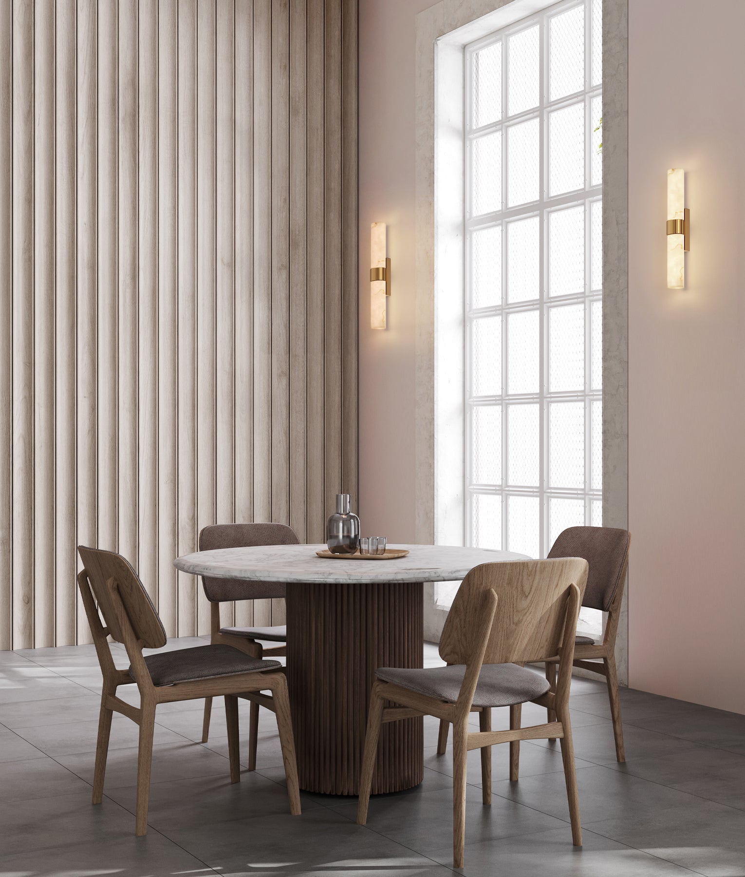 FLECHA: Interior Curved / Angled Faux Marble with Veining Effect Wall Lights