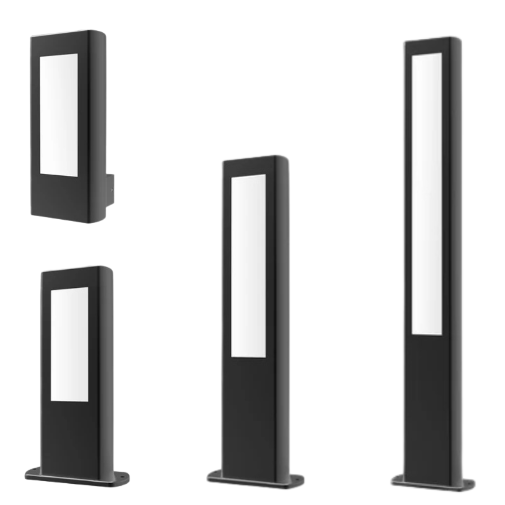 AMUN: Exterior LED Matt Black Rectangular Surface Mounted Wall Light IP54