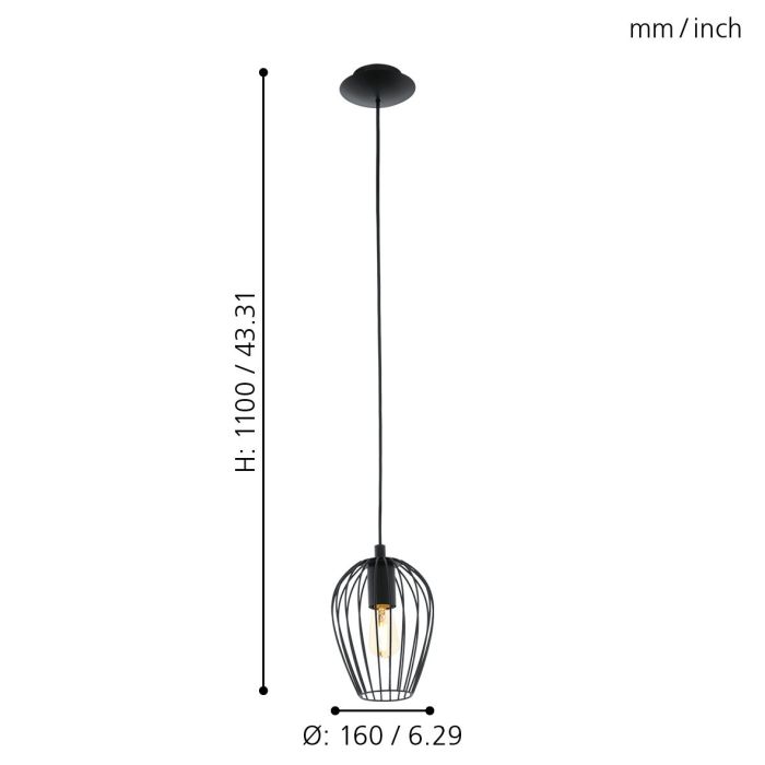 NEWTOWN Pendant Light, One Light Small Metal Shade (Black)