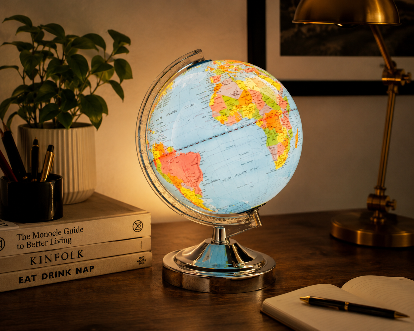 World globe touch lamp