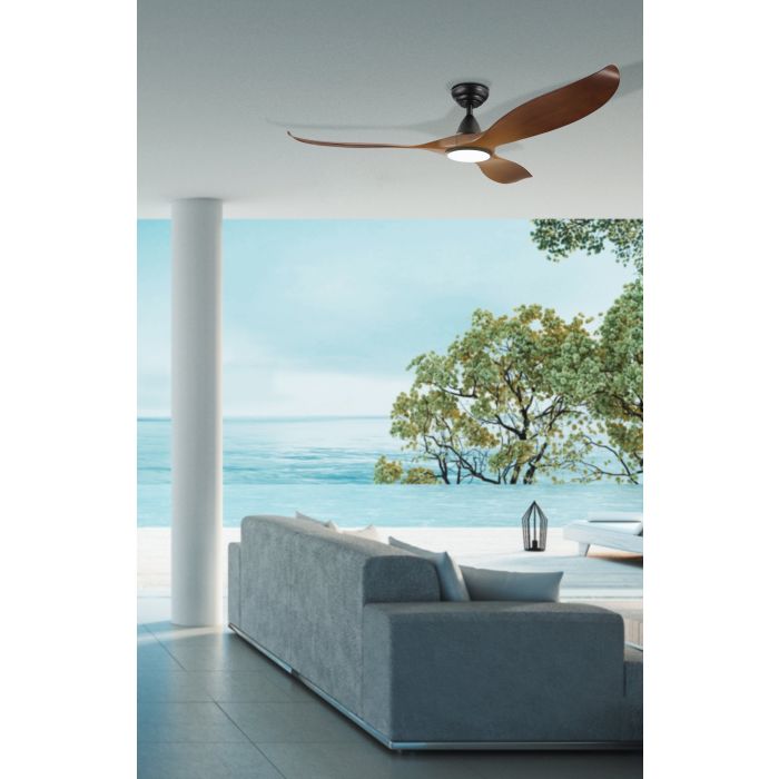 NOOSA 60 DC Ceiling Fan with LED Light (Aged Elm/Black)