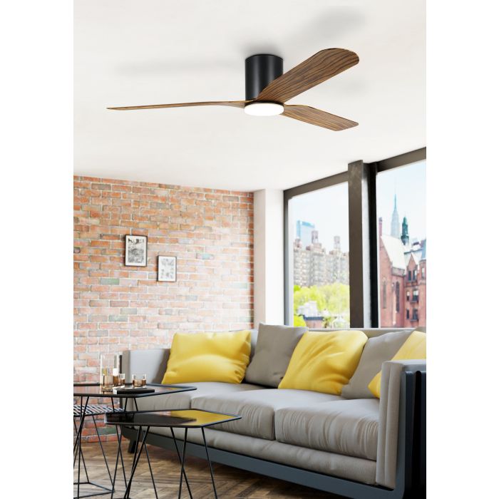 ILUKA 60 DC Ceiling Fan with LED Light (Black/Wood)