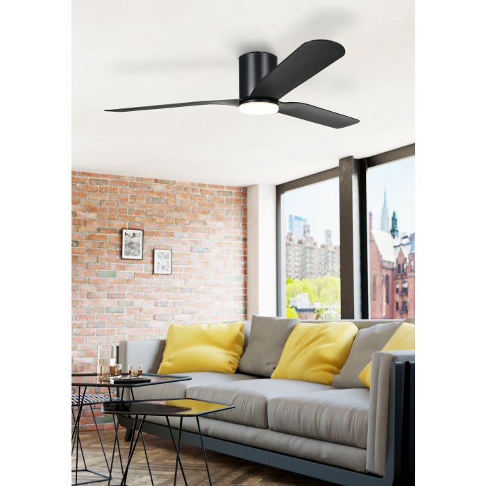 ILUKA 60 DC Ceiling Fan with LED Light (Black Hugger)