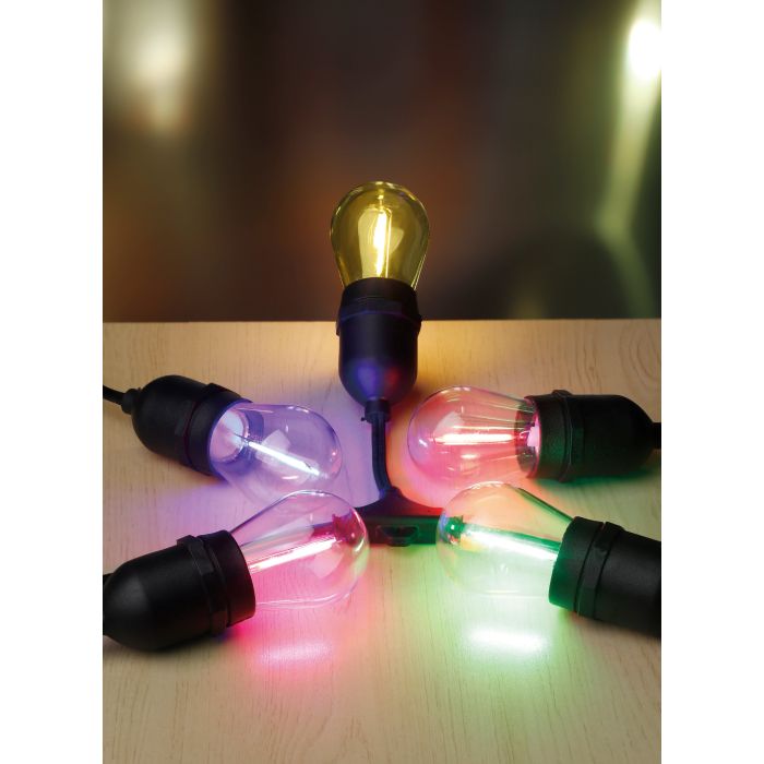 SOLAR FESTOON 10 light LED kit black & multi colour