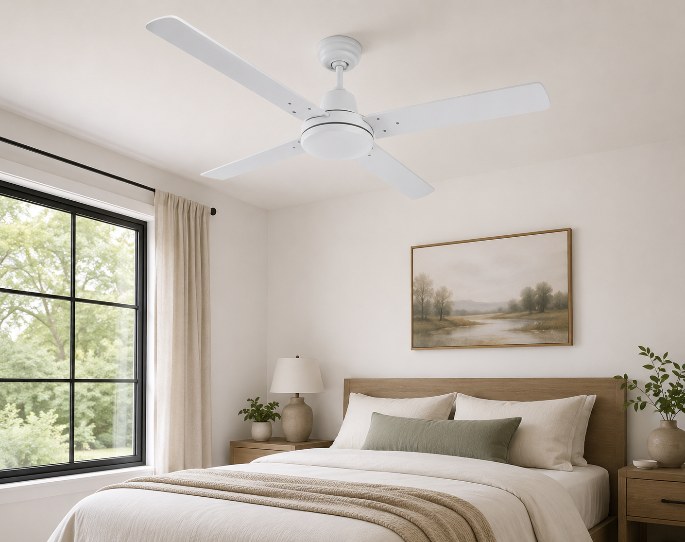Roma J-Hook 56" Ceiling Fan White