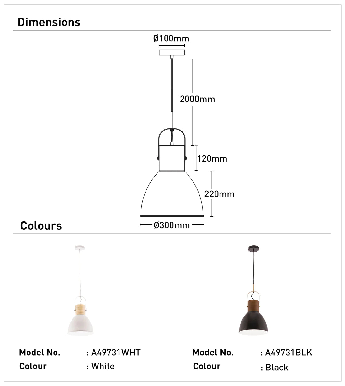 CALICO Pendant Light (Matt White/Black)