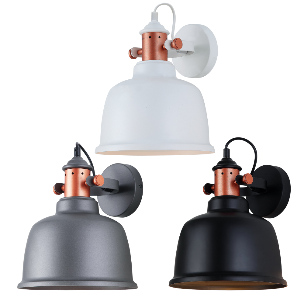 ALTA: Interior Adjustable Bell With Copper Highlight Wall Lights