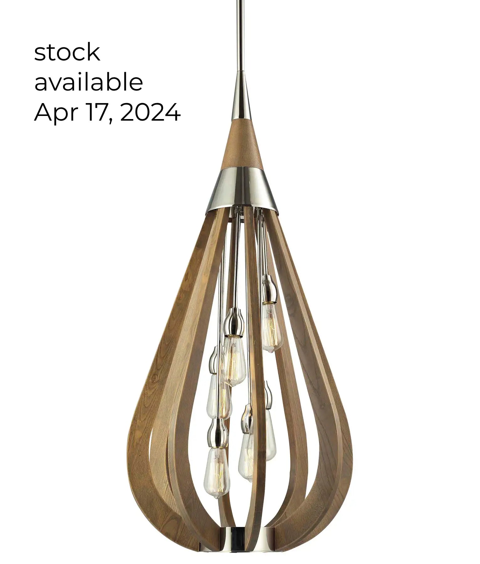 BONITO Pendant Light, Six Lights Large Wood Shade (Taupe Wood)