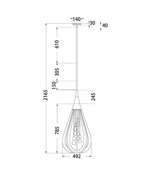 BONITO Pendant Light, Six Lights Large Wood Shade (Taupe Wood)