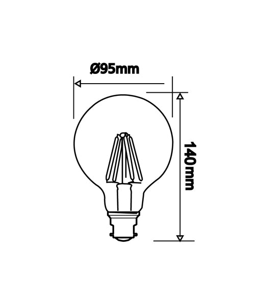 G95 Dimmable Light Globes,  6W LED (Warm White)