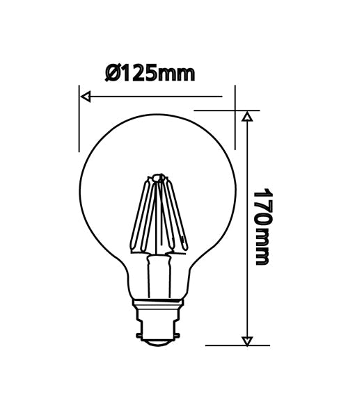 G125 Dimmable Light Globe, 8W LED (Warm White/Daylight)