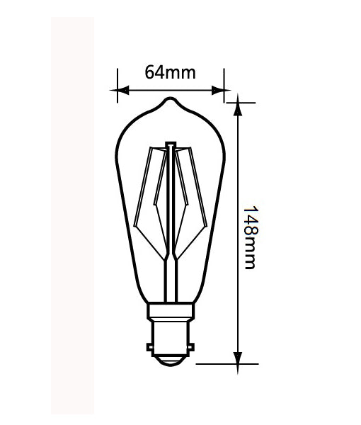 ST64 Dimmable Light Globe, 8W LED (Warm White/Daylight)