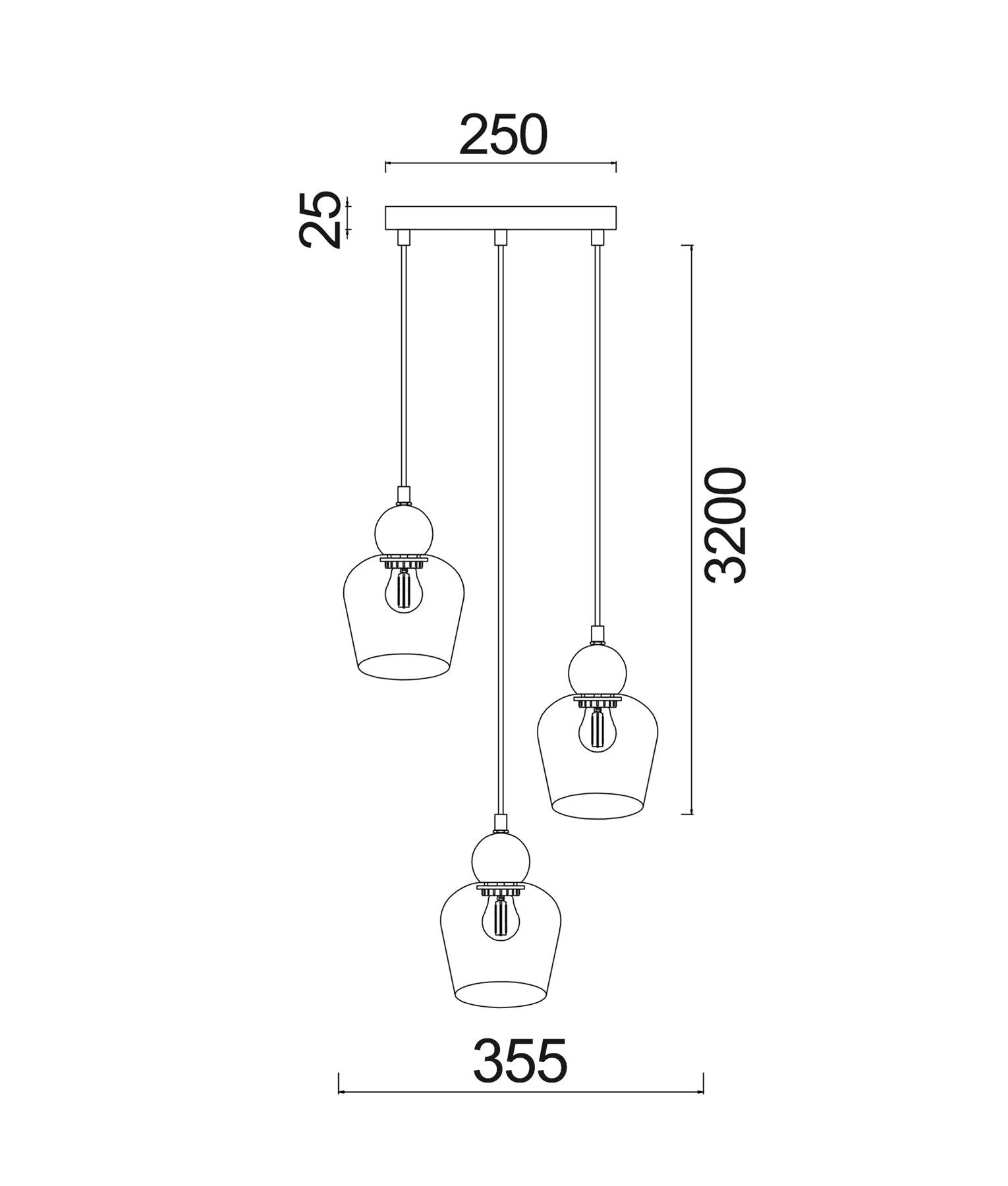 CHAMPAN Pendant Lights (Three Lights Round Base)