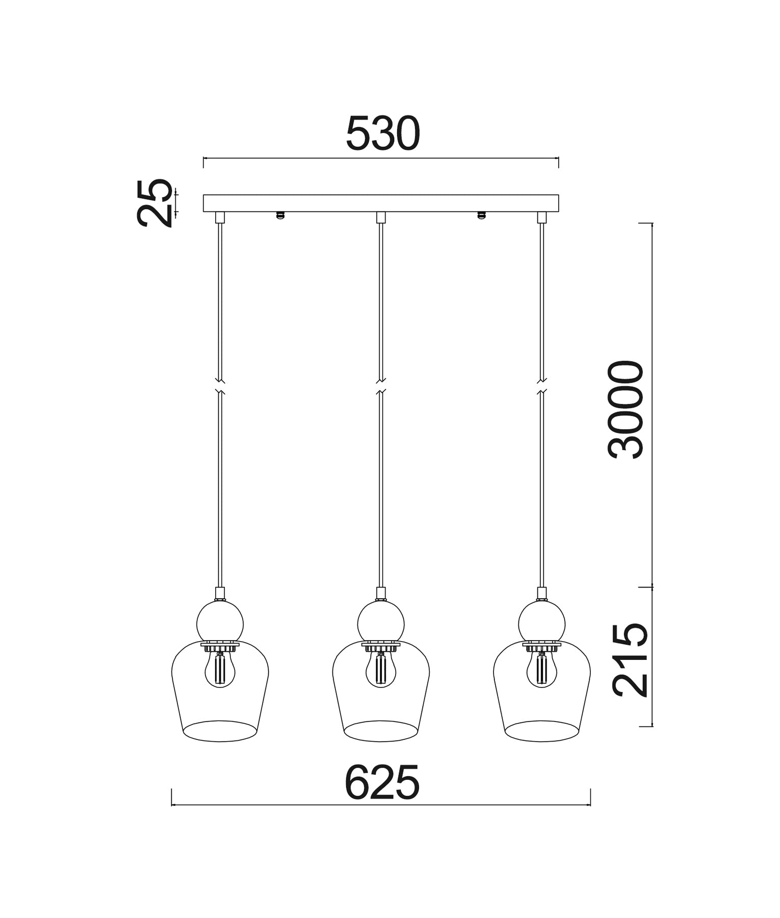 CHAMPAN Pendant Lights (Three Lights, Bar Base)