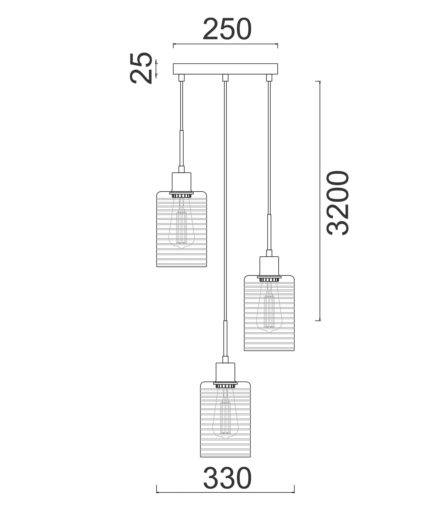 ESPEJO2 Pendant Lights (Three Lights, Multiple Round Base, Iron and Rose Gold)