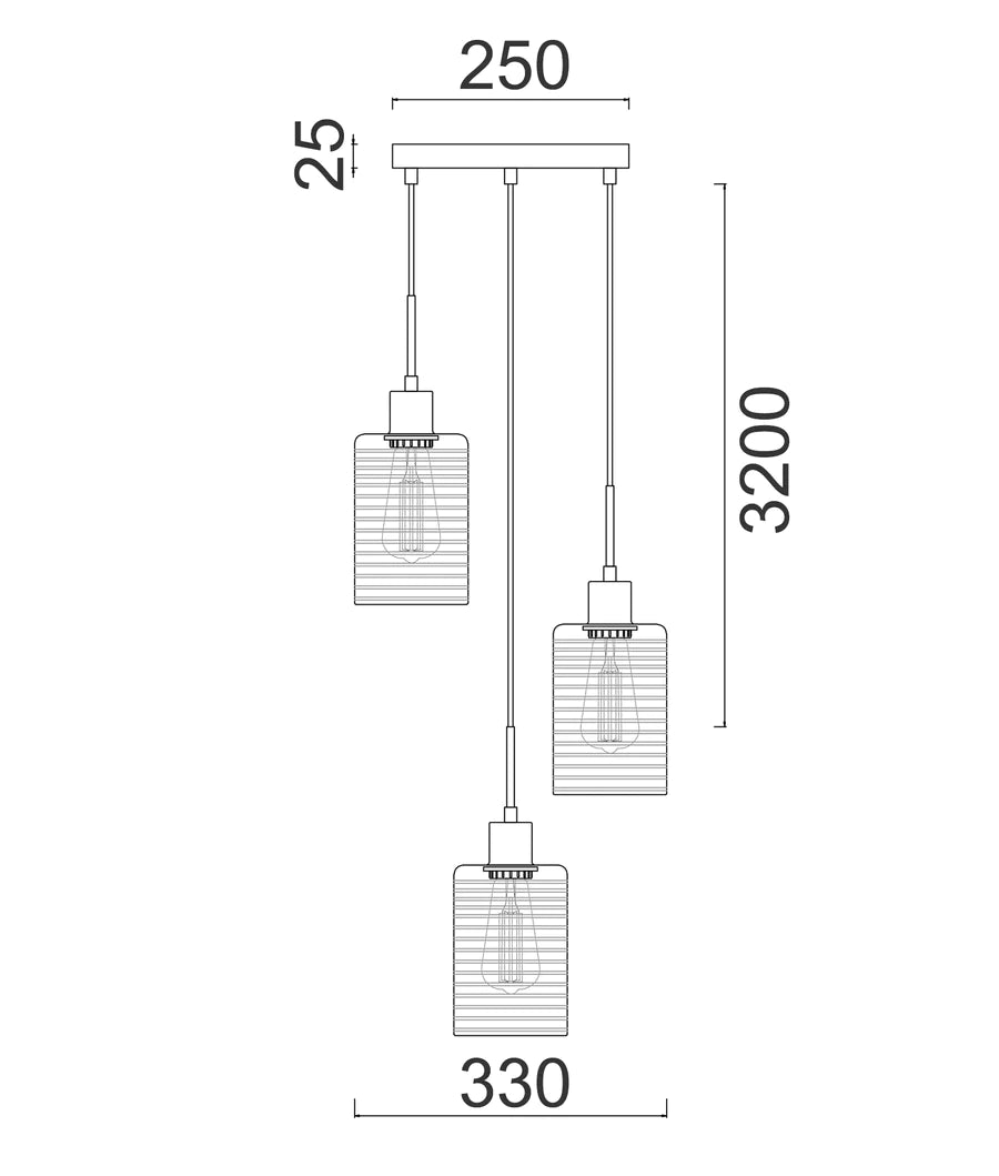 ESPEJO1 Pendant Lights (Three Lights, Multiple Round Base, Chrome)