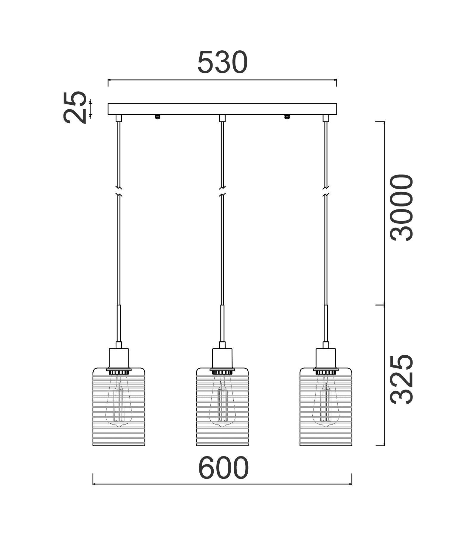 ESPEJO2 Pendant Lights (Three Lights, Multiple Bar Base, Iron and Rose Gold)