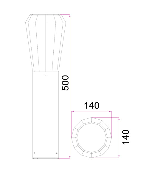 GEB LED Surface Mounted Tapered Bollard Light (800 mm)