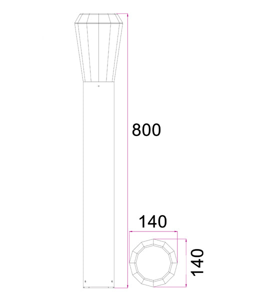 GEB LED Surface Mounted Tapered Bollard Light (800 mm)