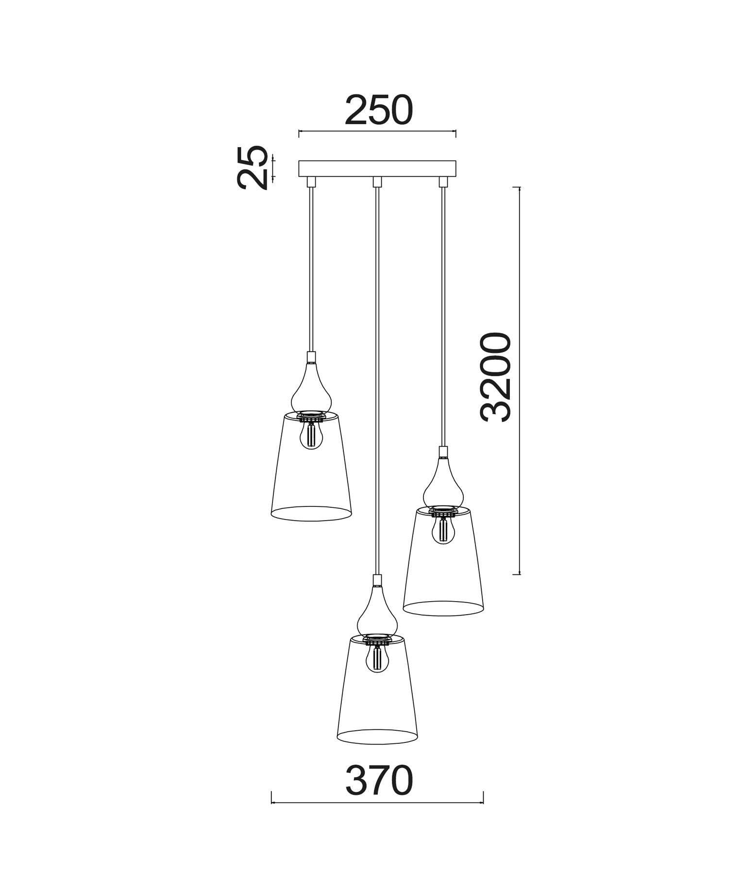 JEREZ Pendant Lights, Three Lights Glass Shade Round Base (Bronze Amber)