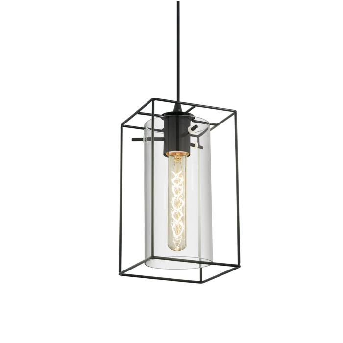 LONCINO Pendant Light, One Light Glass Shade (Black, Smoked Glass)