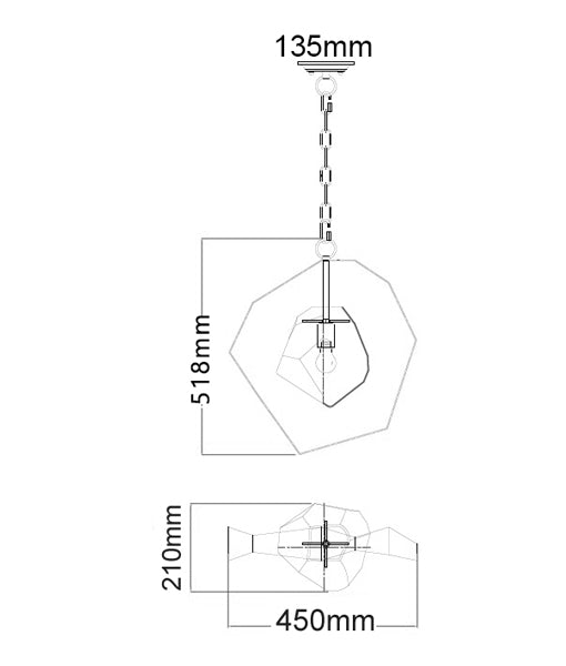 METEORA Pendant Light, One Light Steel Shade (Glass, Steel)