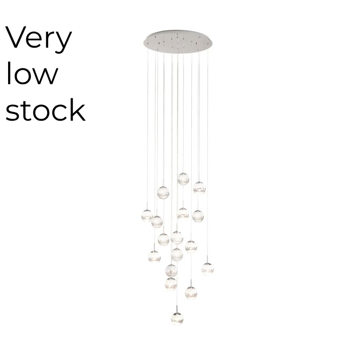 MONTEFIO 2 Pendant Light, 17 Lights Glass Shade (Chrome, Crystal Glass)