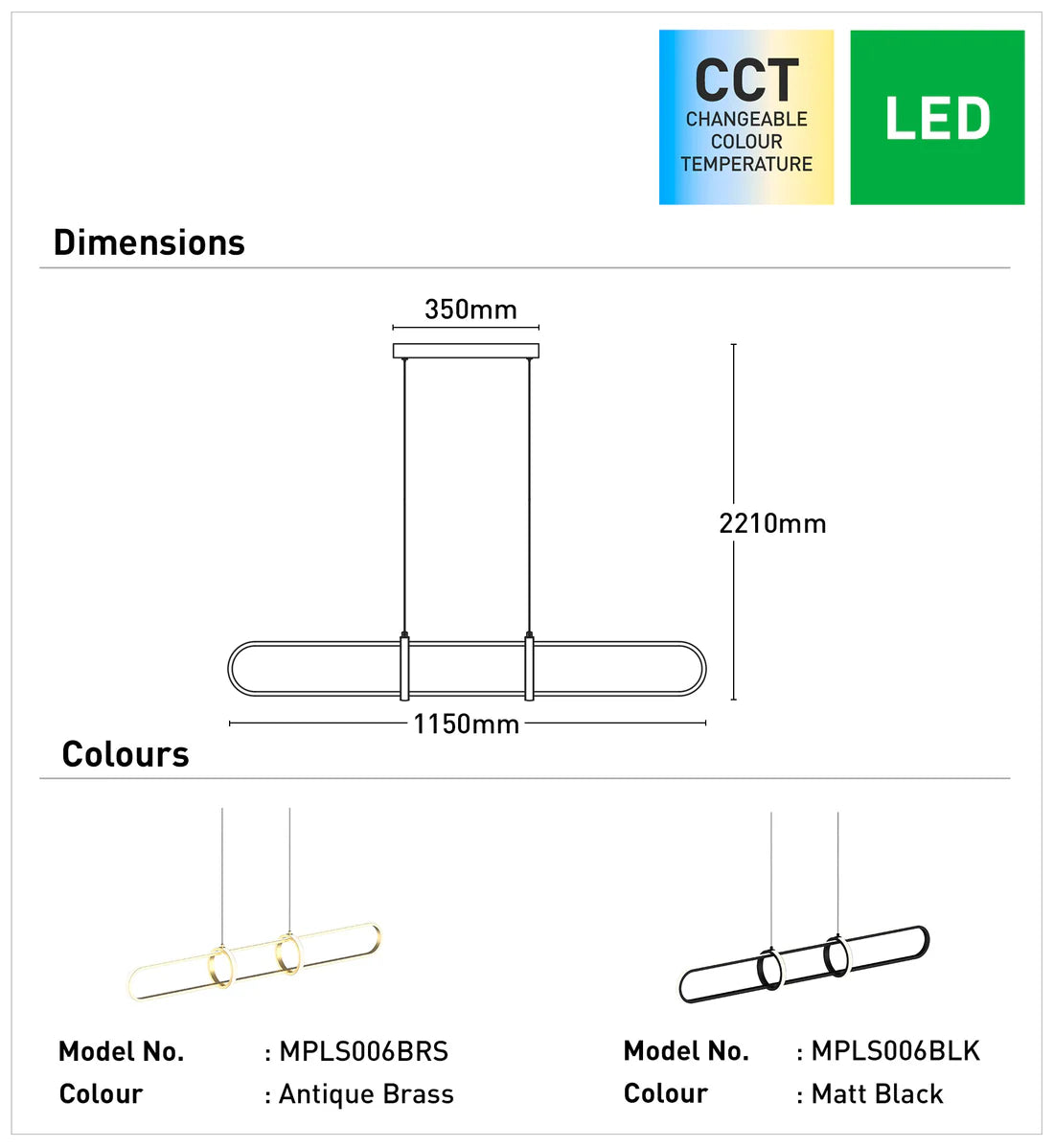 ODIN Pendant Light, LED CCT Metal Shade (Black/Antique Brass)