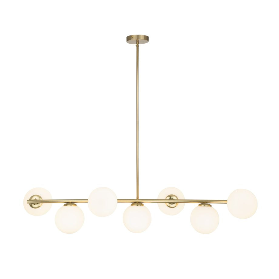 PRESTON Pendant, 7 Lights Glass Shade (Brass)