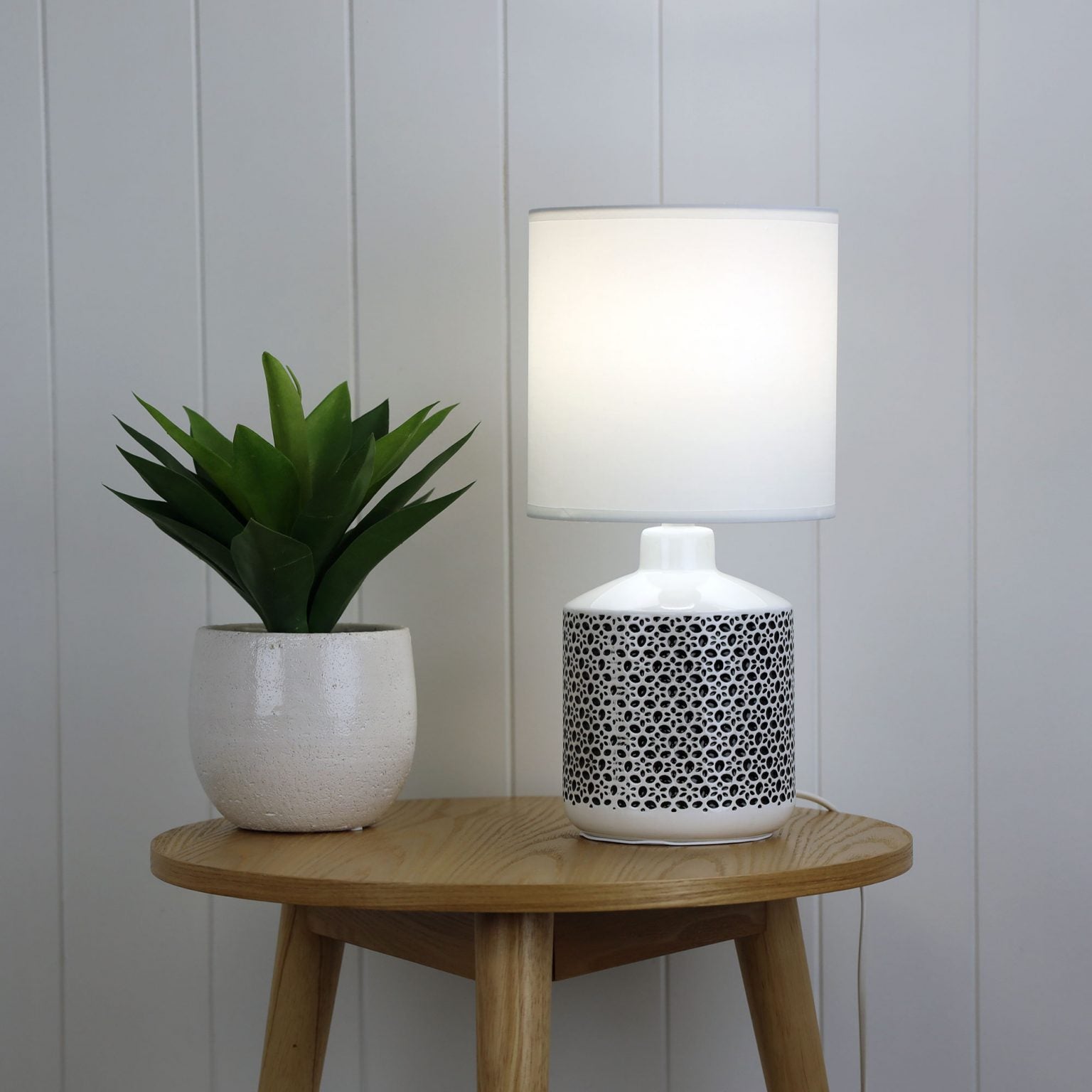 CELIA Table Lamp with Ceramic Base and Fabric Shade