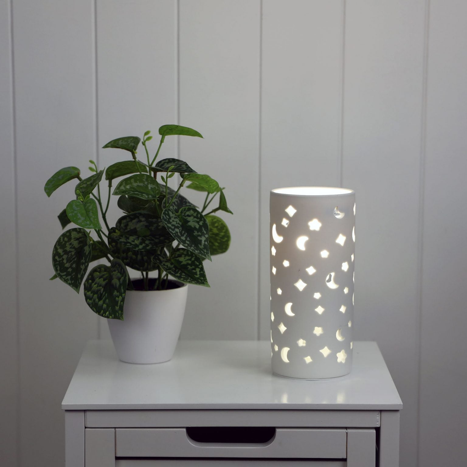 DIANNA Ceramic Table Lamp with Cutout Pattern.