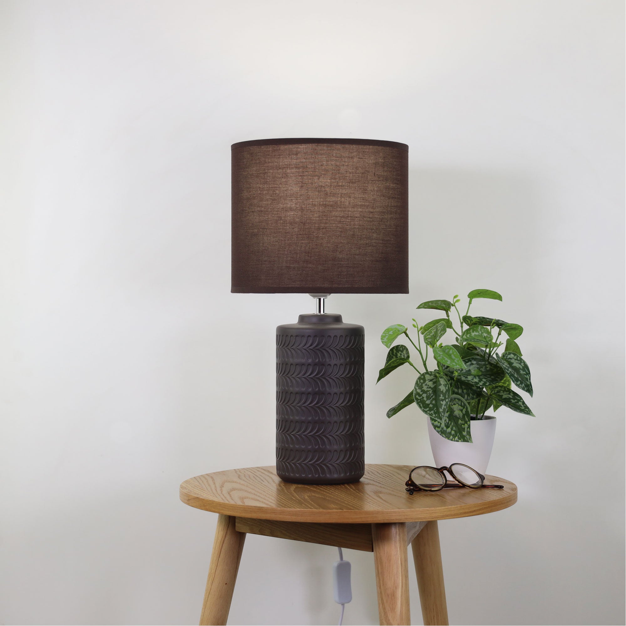 JENNY Table Lamp, Ceramic Base Fabric Shade (Coffee)