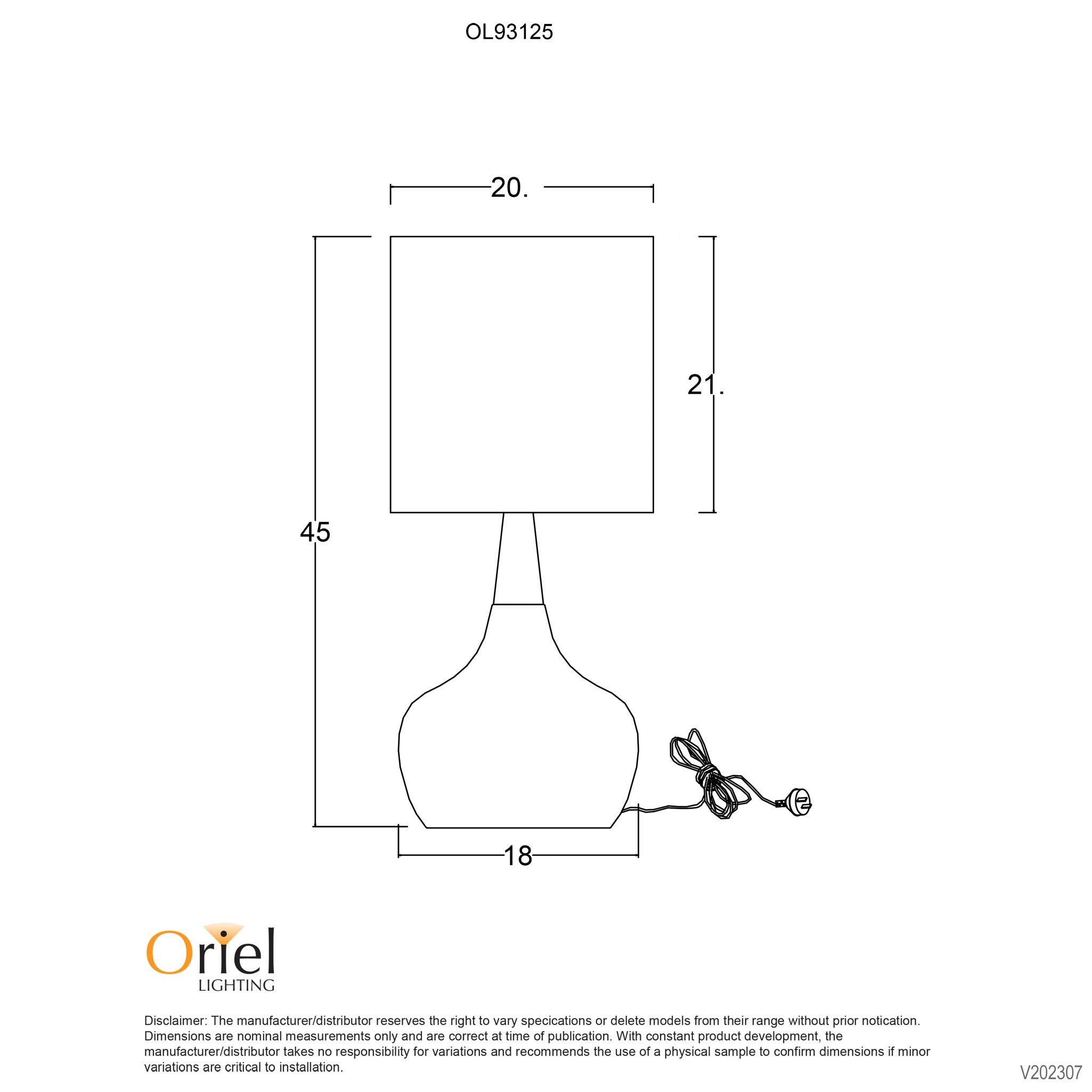 POD Touch Table Lamp dimensions