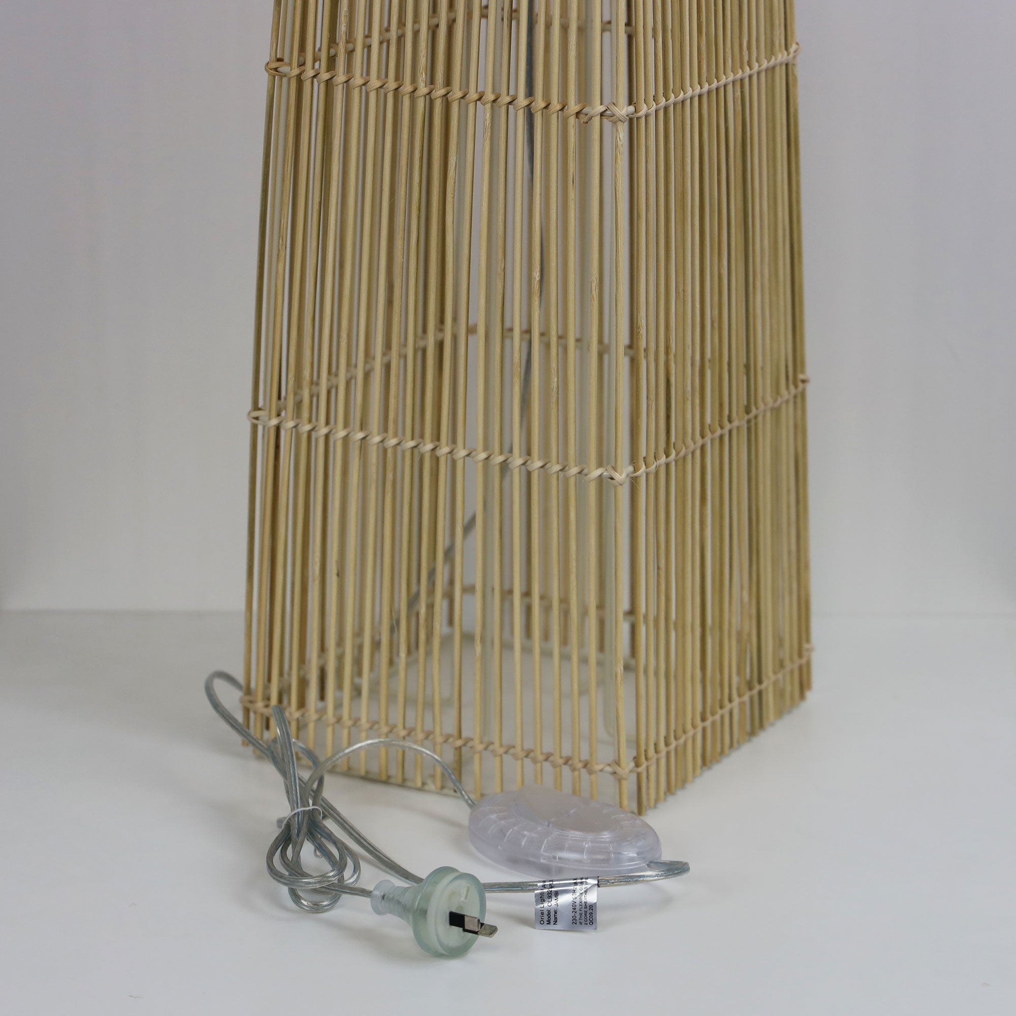 JAMBI Floor Lamp, Rattan Cane Base (Natural)