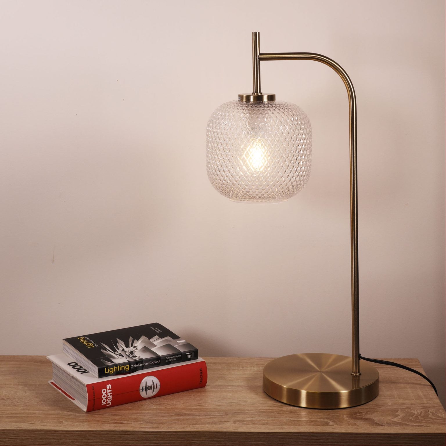 CROSS Decorative Task Lamp with Diamond Pattern Glass Shade
