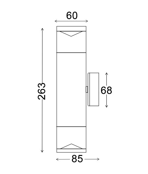 PHARE (GU10) Exterior Bollard Light Extension, 380mm (Titanium Aluminium)