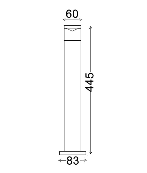 PHARE (GU10) Exterior Bollard Light Extension, 380mm (Titanium Aluminium)