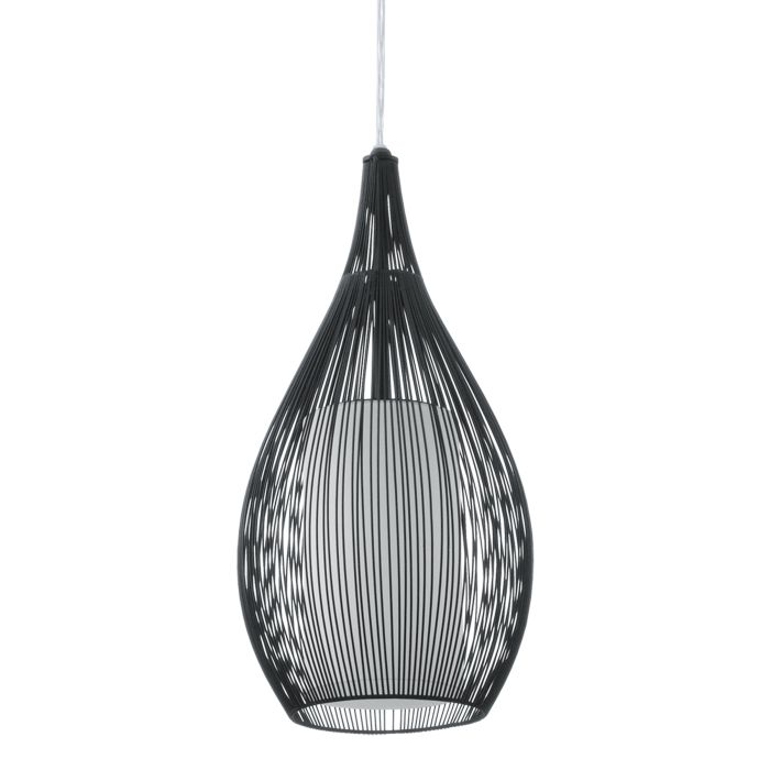 RAZONI Pendant Light, One Light Glass Metal Shade (White/Black)