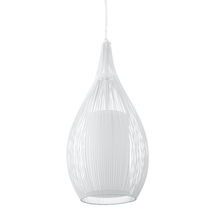 RAZONI Pendant Light, One Light Glass Metal Shade (White/Black)