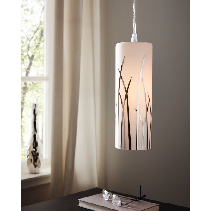 RIVATO Pendant Light, One Light Glass Shade (White)